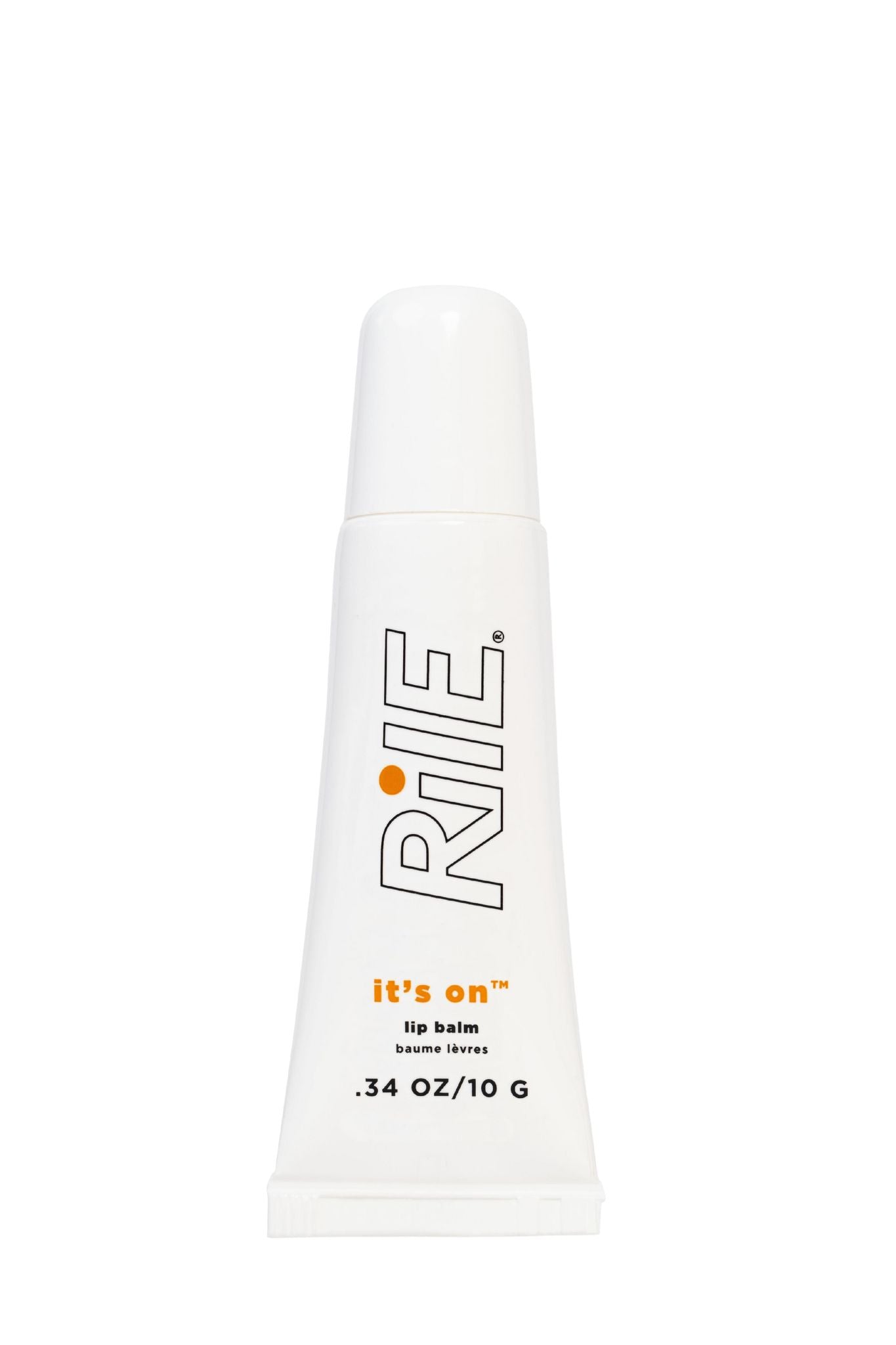 A lip balm for teens or tweens in a white tube with the Rile logo and lip balm written on the tube.